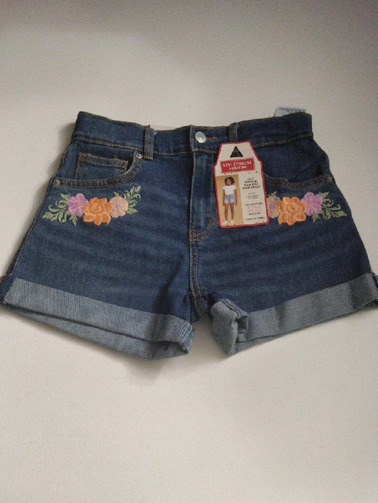Levi's Other - Levi's Strauss Signature Girls Blue Embroidered Cuffed Denim Shorts 12 Reg
